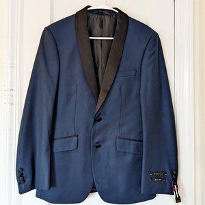 New Mens Profile Slim Fit Navy Blue Tuxedo Jacket w Black Collar & Buttons - NWT